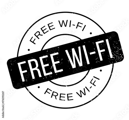 Free Wi-Fi rubber stamp. Grunge design with dust scratches. Effects can be easily removed for a clean, crisp look. Color is easily changed.