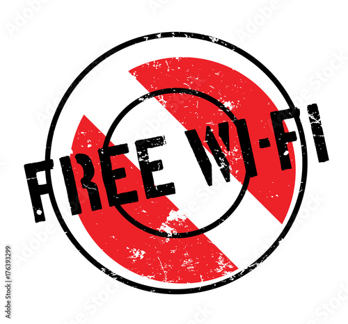 Free Wi-Fi rubber stamp. Grunge design with dust scratches. Effects can be easily removed for a clean, crisp look. Color is easily changed.