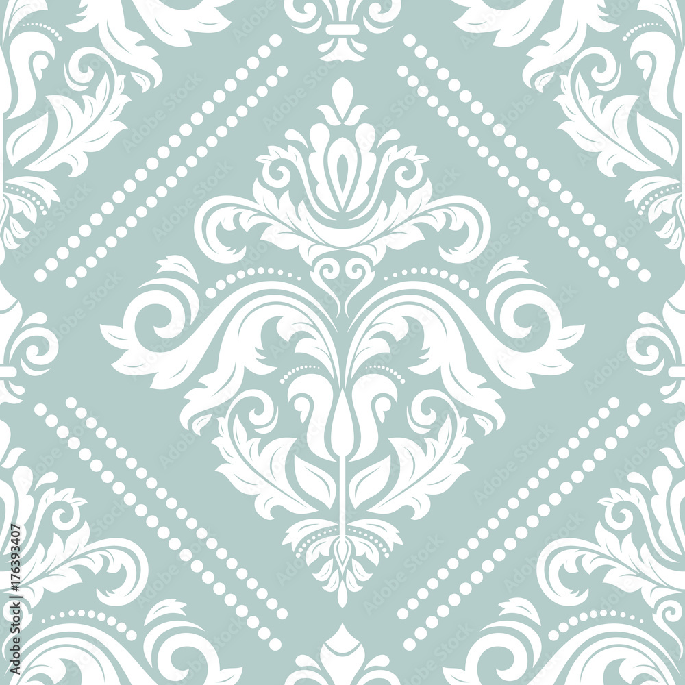 Orient vector classic light blue and white pattern. Seamless abstract background with repeating elements. Orient background Orient vector classic light blue and white pattern. Seamless abstract background with repeating elements. Orient background