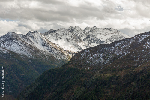 Mountain range Grossglockner High Alpine Road in Austria.