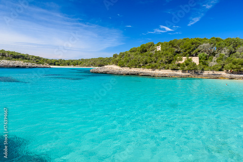 Beautiful Beach of Cala S Amarador at Mondrago - Natural Park on Majorca Spain  Balearic Islands  Mediterranean Sea  Europe