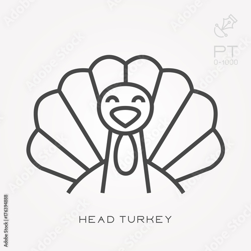 Line icon head turkey