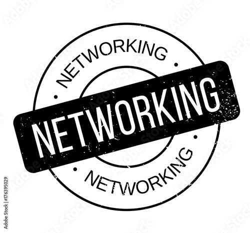 Networking rubber stamp. Grunge design with dust scratches. Effects can be easily removed for a clean, crisp look. Color is easily changed.