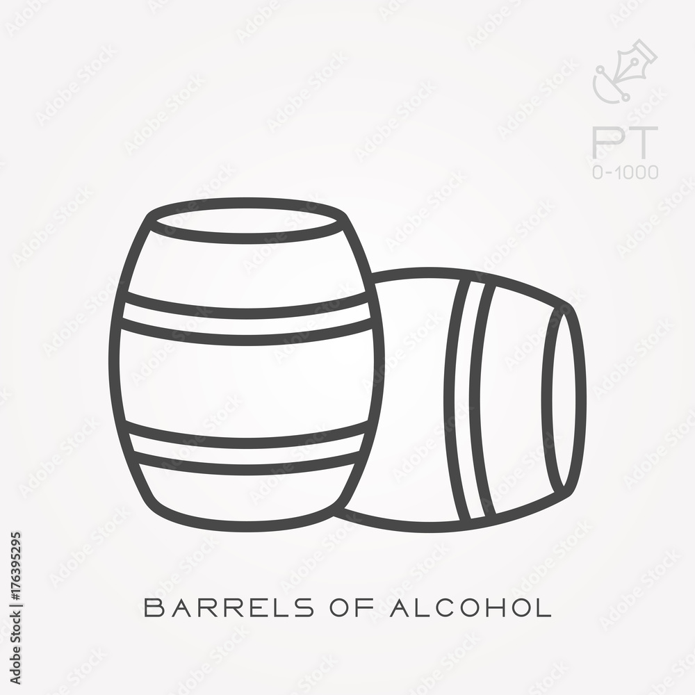 Line icon barrels of alcohol