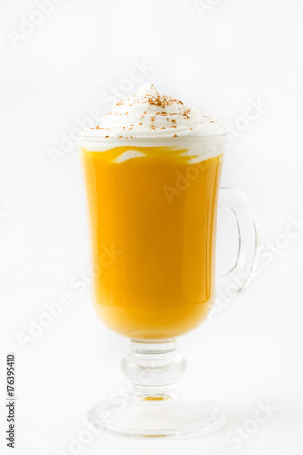 Pumpkin spiced latte isolated on white background

