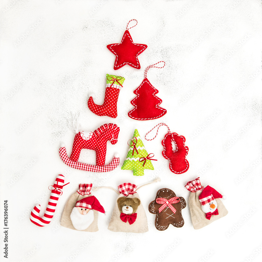 Christmas tree ecoration gift bags Holidays background