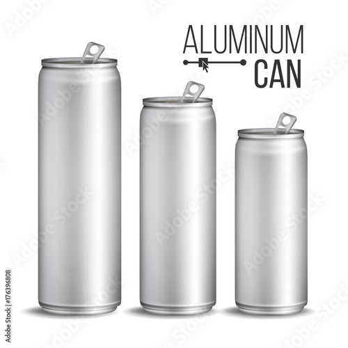 Aluminium Cans Vector. Silver Can. Branding Design. Blank Can Beer Of Soft Drink. Isolated Illustration