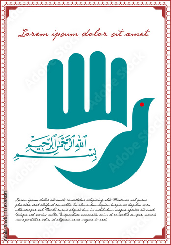 vector illustration peaceful of the bird in hand like Hamsa, hand of Fatima, vector illustration