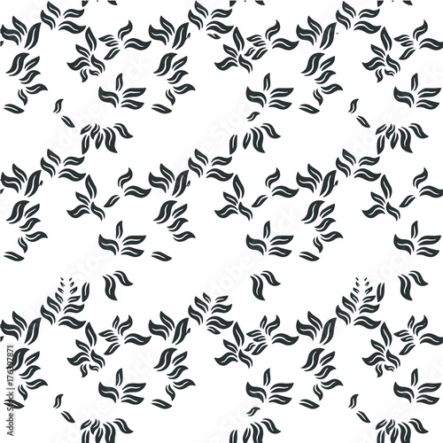seamless black illustration floral  pattern