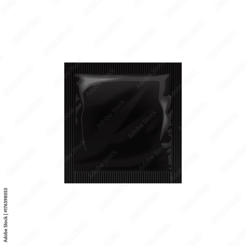 Black Blank template Packaging with a condom, wet wipes Pouch Medicine Or Condom. Food Packing Coffee, Salt, Sugar, Pepper, Spices, Sweets Black Blank template Packaging with a condom, wet wipes Pouch Medicine Or Condom. Food Packing Coffee, Salt, Sugar, Pepper, Spices, Sweets