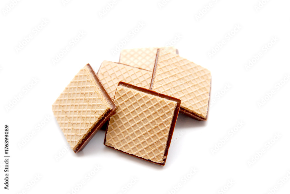 chocolate waffle on white chocolate waffle on white