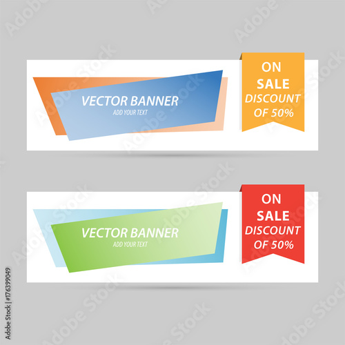 Flat design sale banner collection vector illustration.