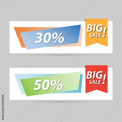 Sale banner collection, special offe, discount tag, vector illustration.