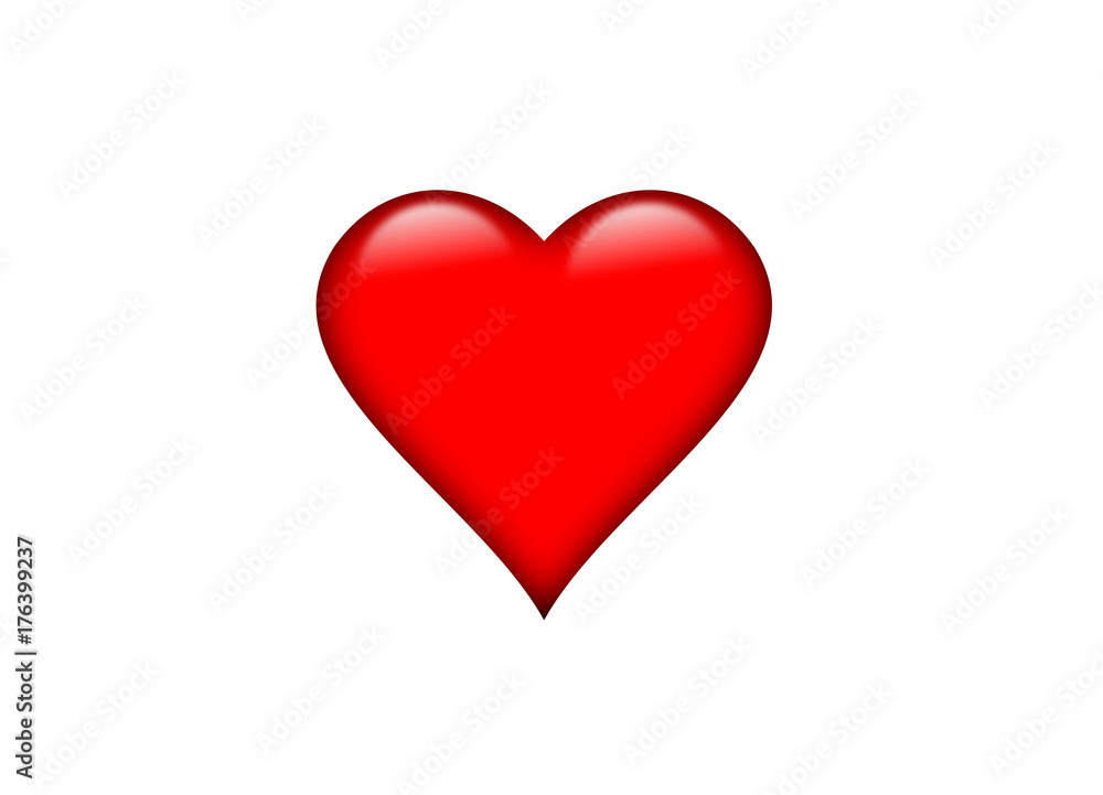 Red heart icon illustration isolated on white background.
