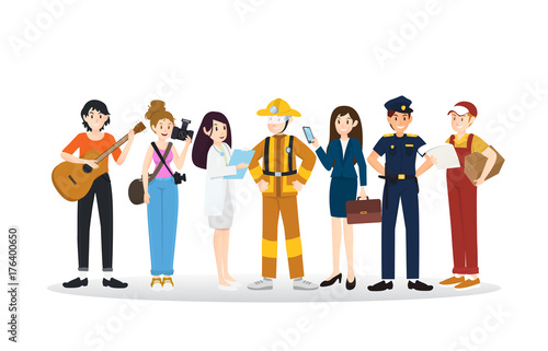 A group of different professions illustration flat design