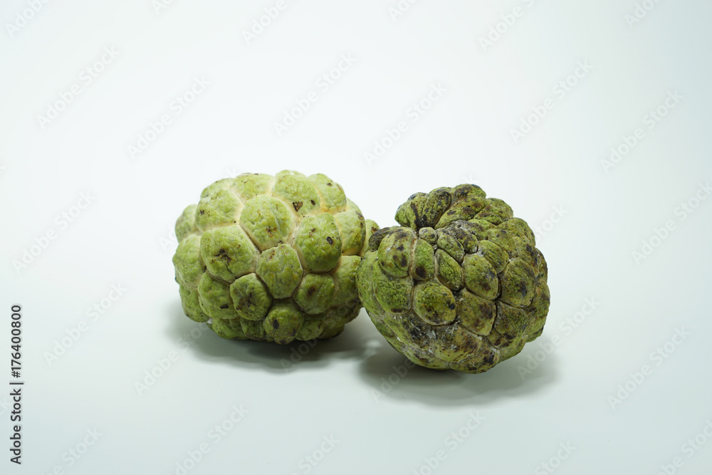 Sugar Apple (custard apple Annona) on white background Sugar Apple (custard apple Annona) on white background