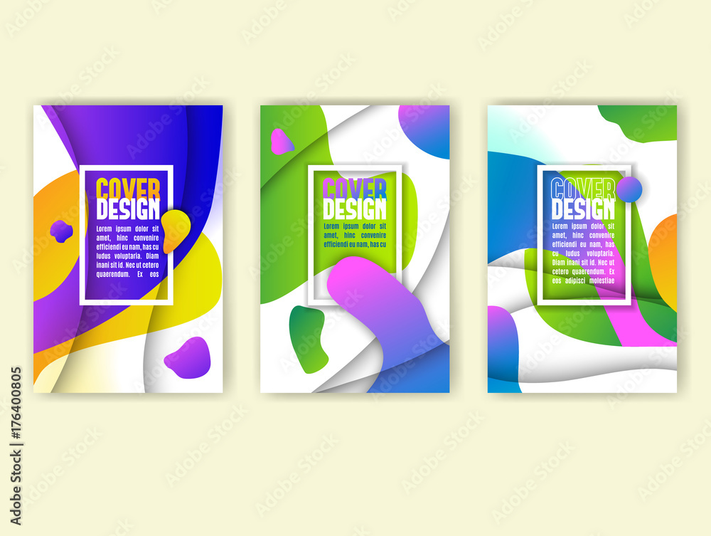 Abstract cover design with colorful waves and paper cut depth effect.