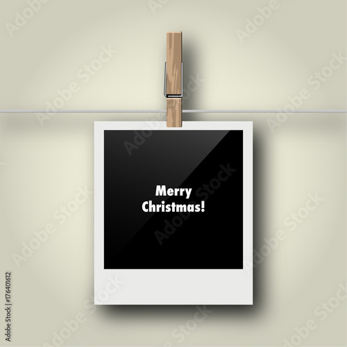 Sofortbild mit Symbol an Wäscheleine - Merry Christmas!