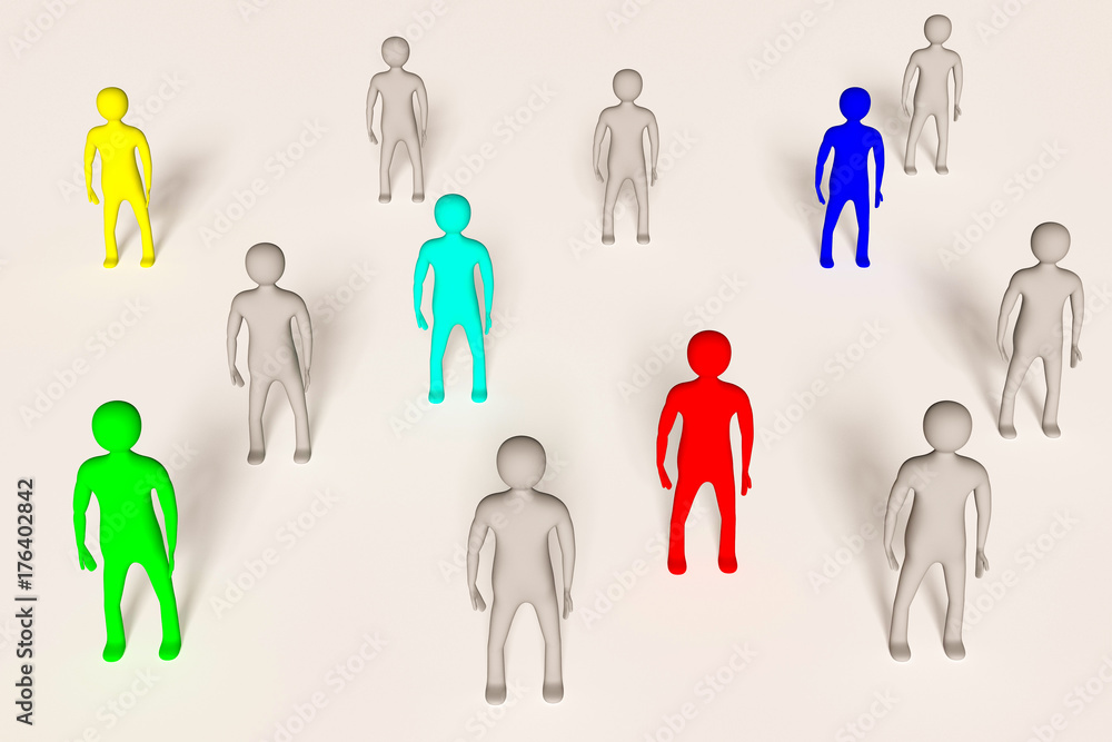 Group of coloured 3D characters Group of coloured 3D characters