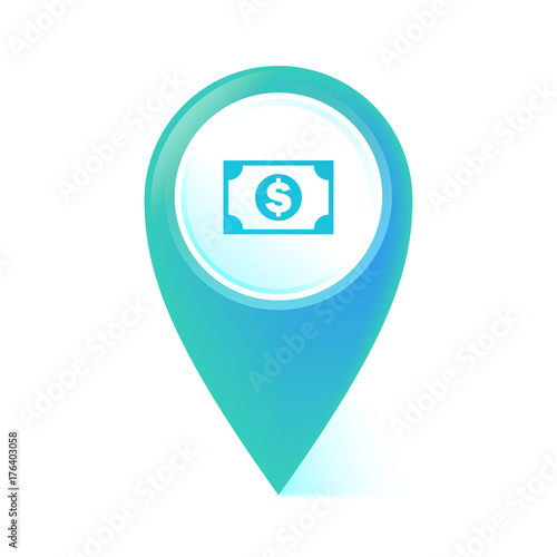 Map Pointer blau - Geldschein - Dollar