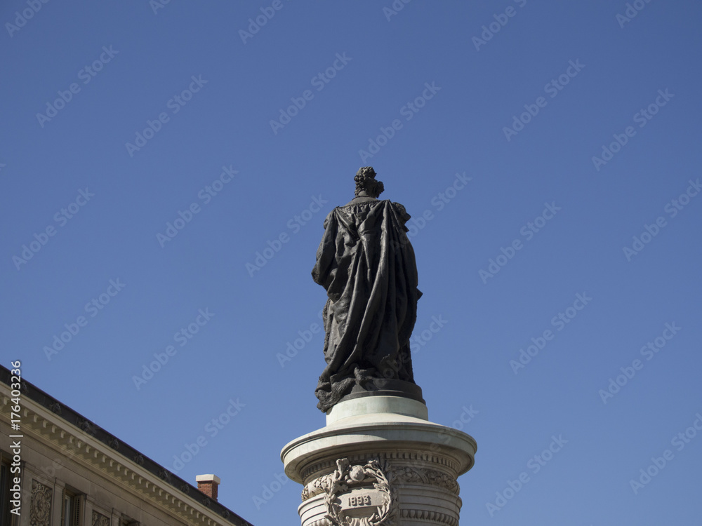 Maria Cristina de Borbón Statue created by Mariano Benlliure y Gil. Pedro IV street, Madrid, Spain