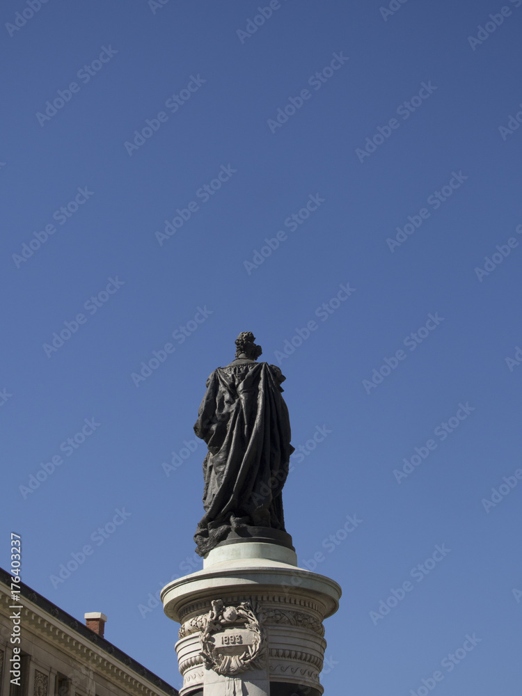 Maria Cristina de Borbón Statue created by Mariano Benlliure y Gil. Pedro IV street, Madrid, Spain