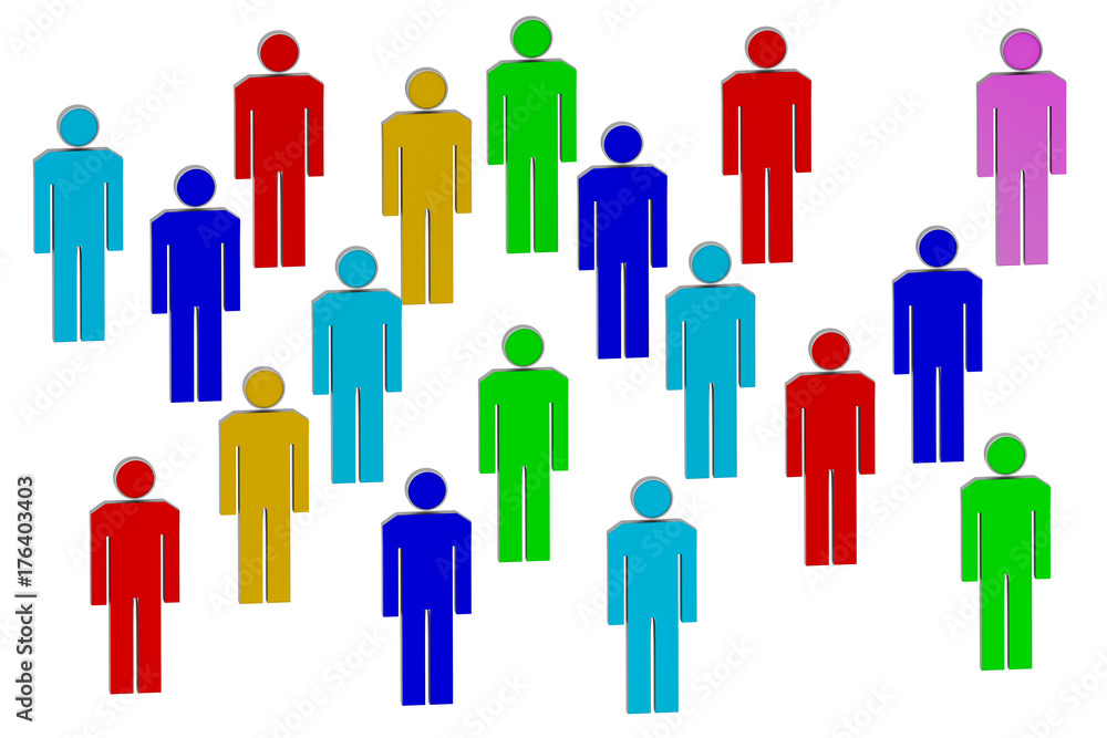 Group of coloured 3D characters Group of coloured 3D characters