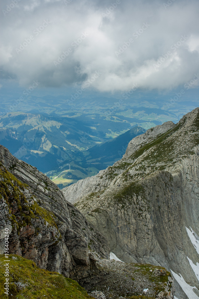 Obraz premium Mountain view from Säntis cable station