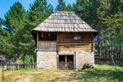 Sirogojno, Serbia August 05, 2017: Old Serbian traditional house