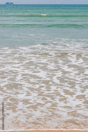 vertical landscape picture, sea water and horizon at the top