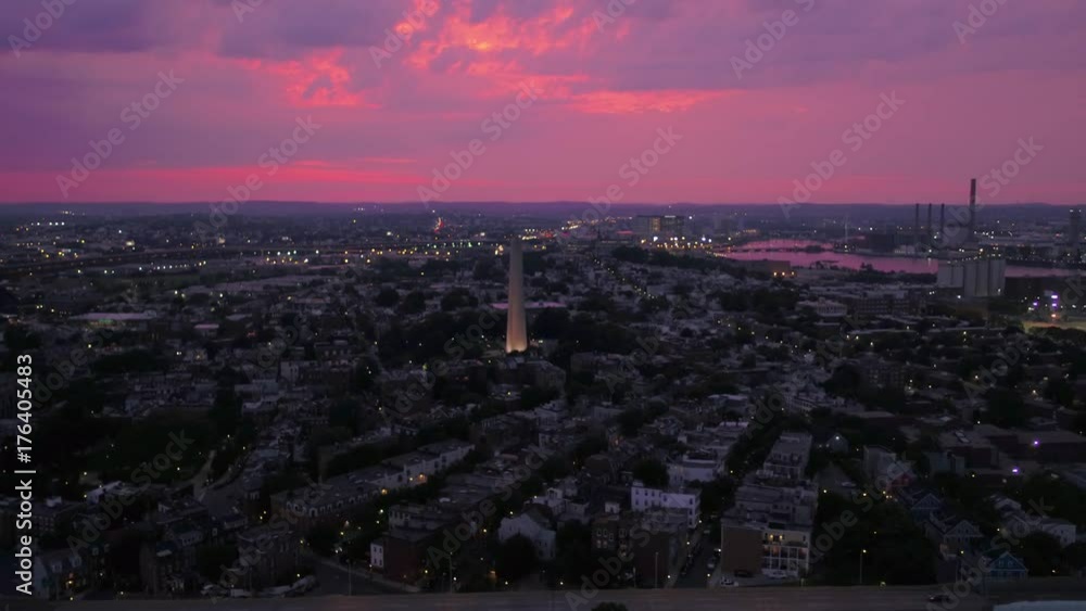 Aerial video of downtown Boston in the evening during a beautiful sunset. Aerial video of downtown Boston in the evening during a beautiful sunset.
