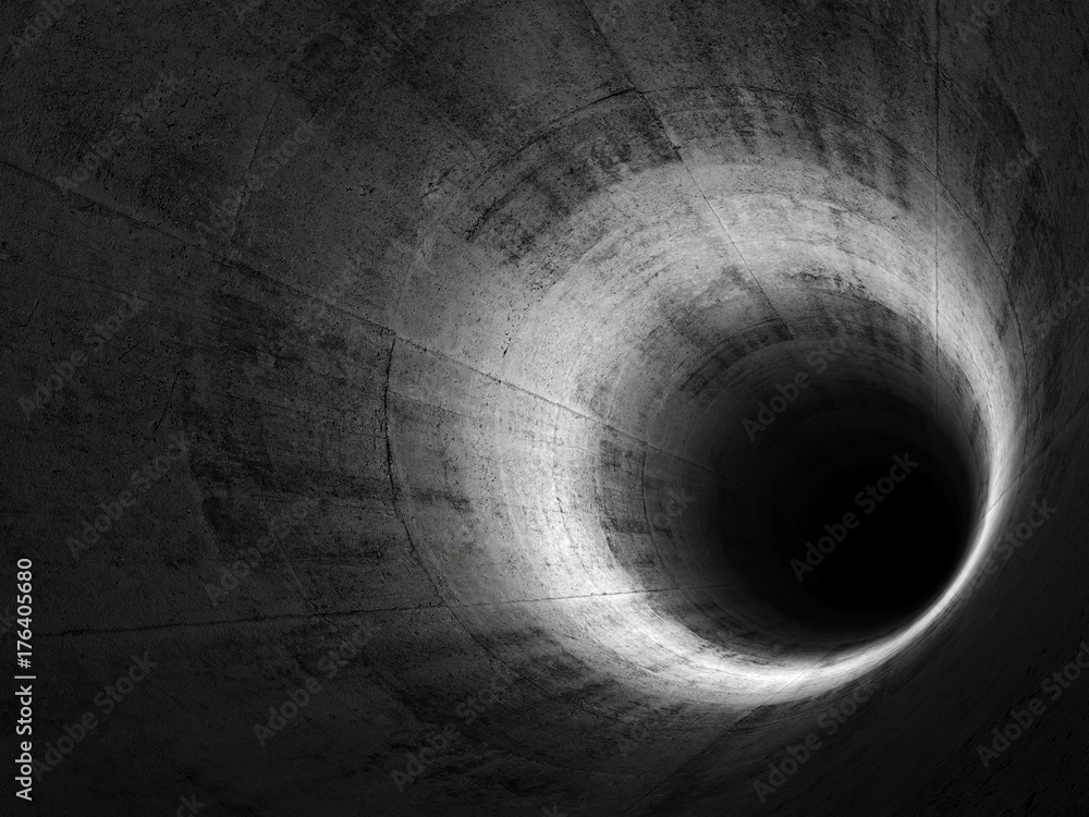 Fototapeta premium Round concrete tunnel interior 3d render