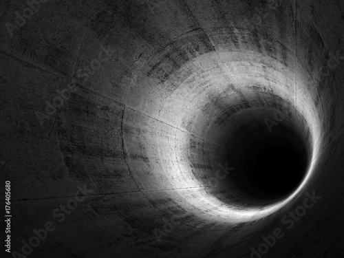 Round concrete tunnel interior 3d render