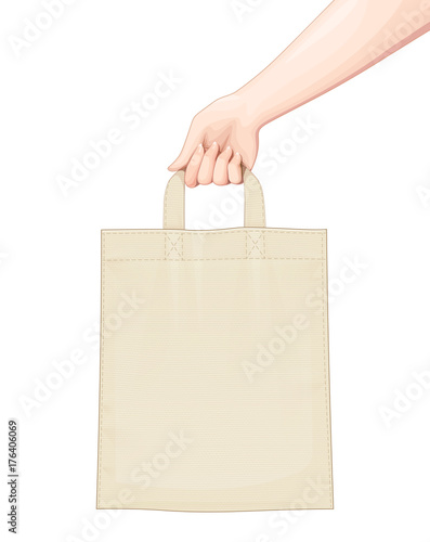 Hand hold Shopping bag. Set of accessoryes for foodstuff. Eco photo