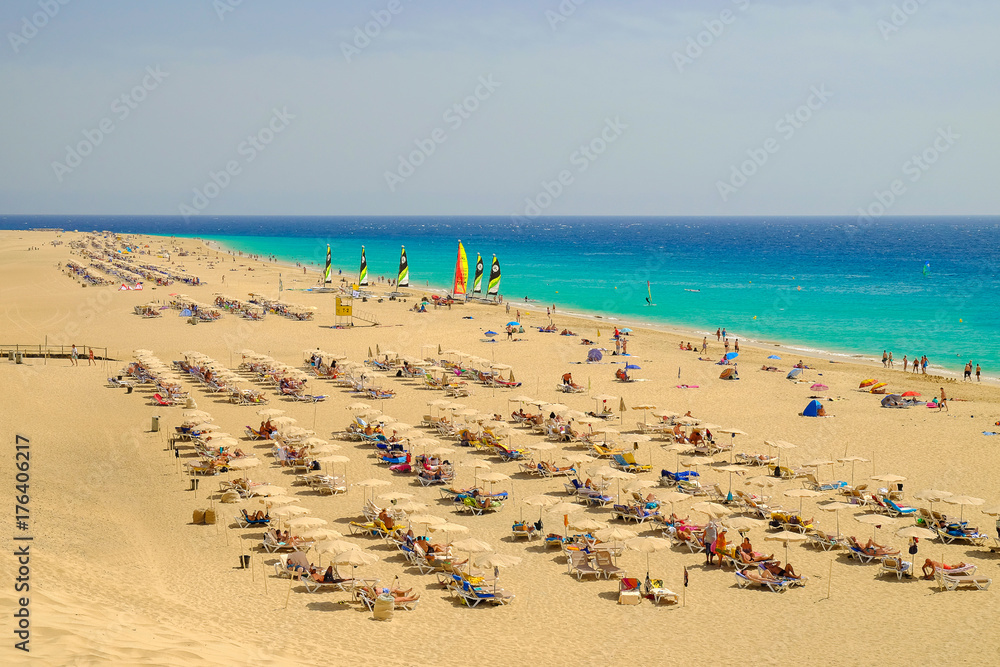 Beach Playa del Matorral on the Canary Island Fuerteventura, Spain.