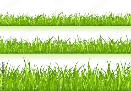 Set of green horisontal grass. Lawn nature. Abstract field texture. Ecology symbol. Vector Illustration