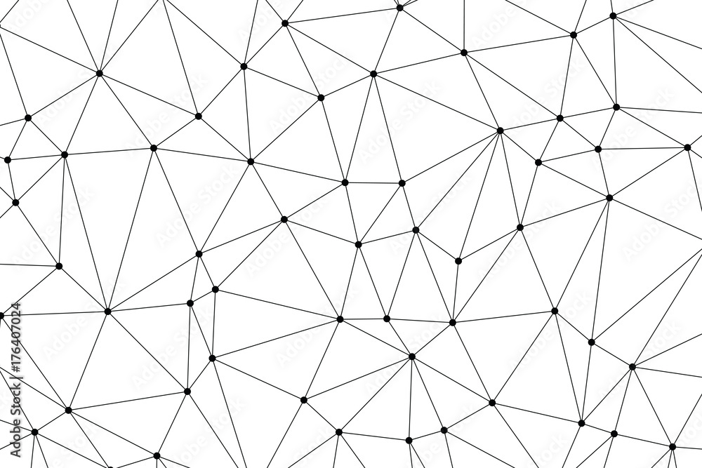 Neural networks conception. Technology concept slide for business presentation from black points of connection lines on white background. IT-development conception. Neural connections