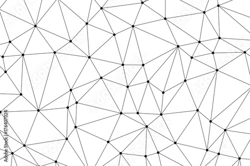 Neural networks conception. Technology concept slide for business presentation from black points of connection lines on white background. IT-development conception. Neural connections