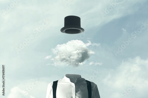 surreal man heads in the clouds photo