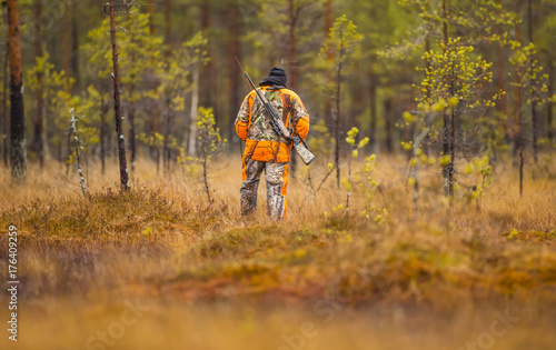 Hunter in the fall hunting season