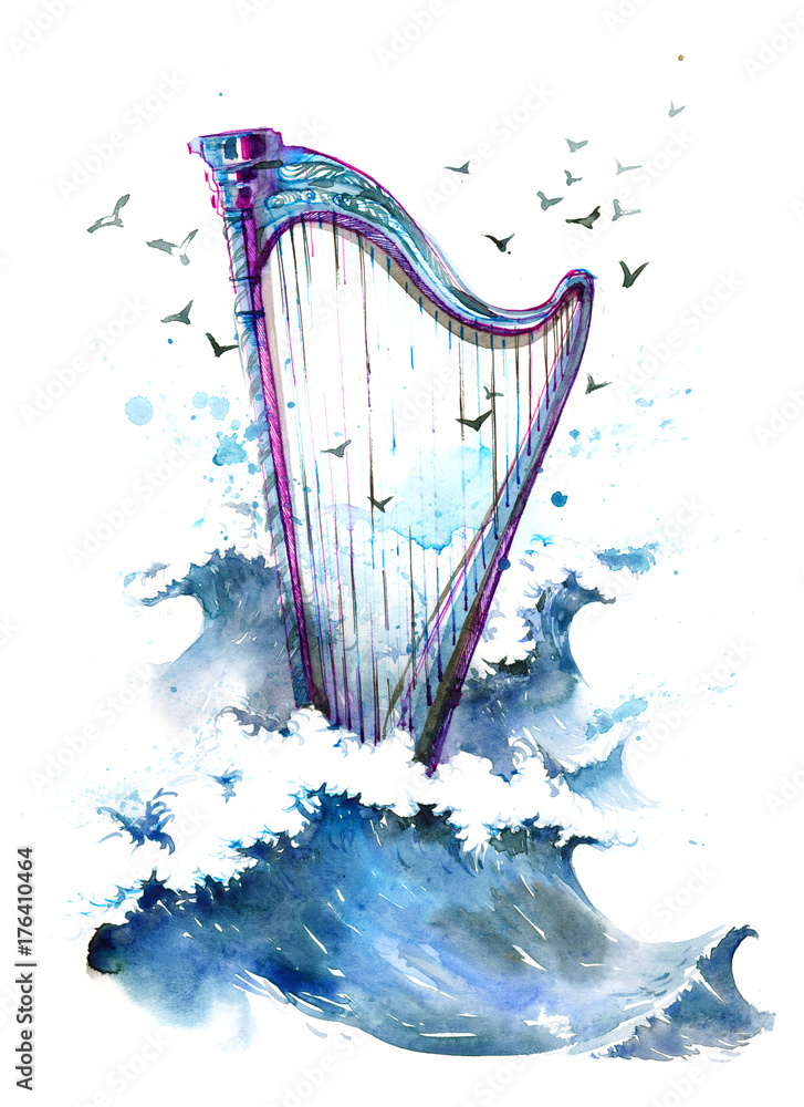 Naklejka harfa