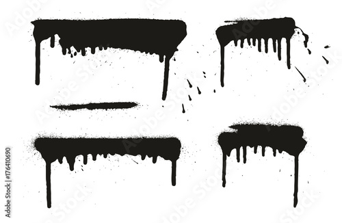 Spray Paint Abstract Vector Backgrounds, Lines & Drips Set 09
