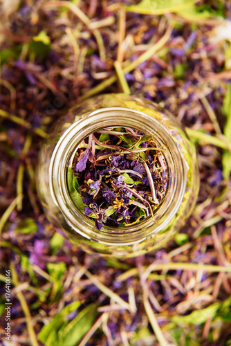 Traditional russian green herbal tea from Fireweed leaves: Koporye Tea, Russian Tea or Ivan Chai.