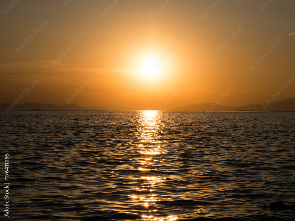 sunset by the sea, izmir turkey sunset by the sea, izmir turkey