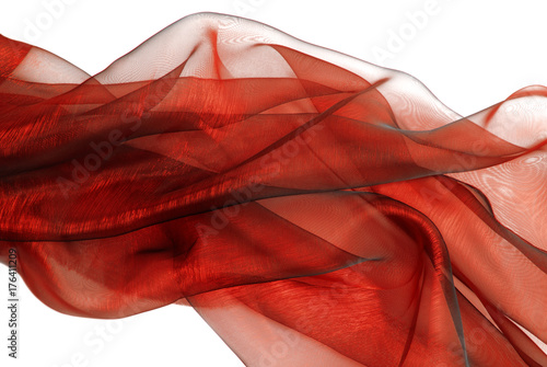 Cuadro en lienzo closeup of the wavy red organza fabric