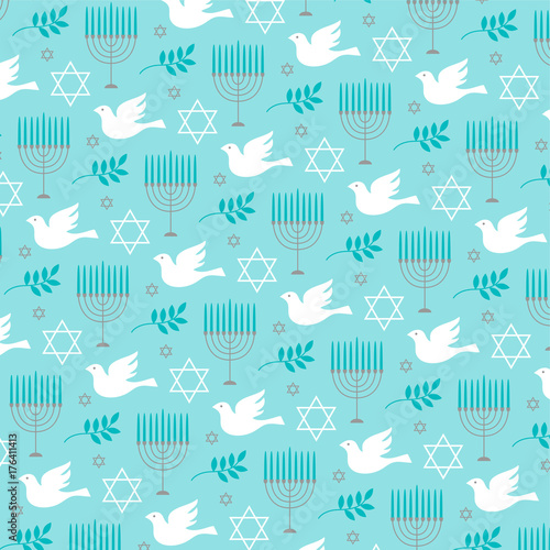 chanukah menorah and dove pattern