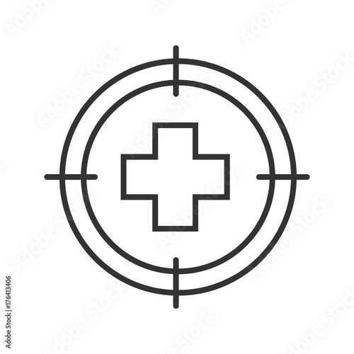 Aim on medical cross linear icon