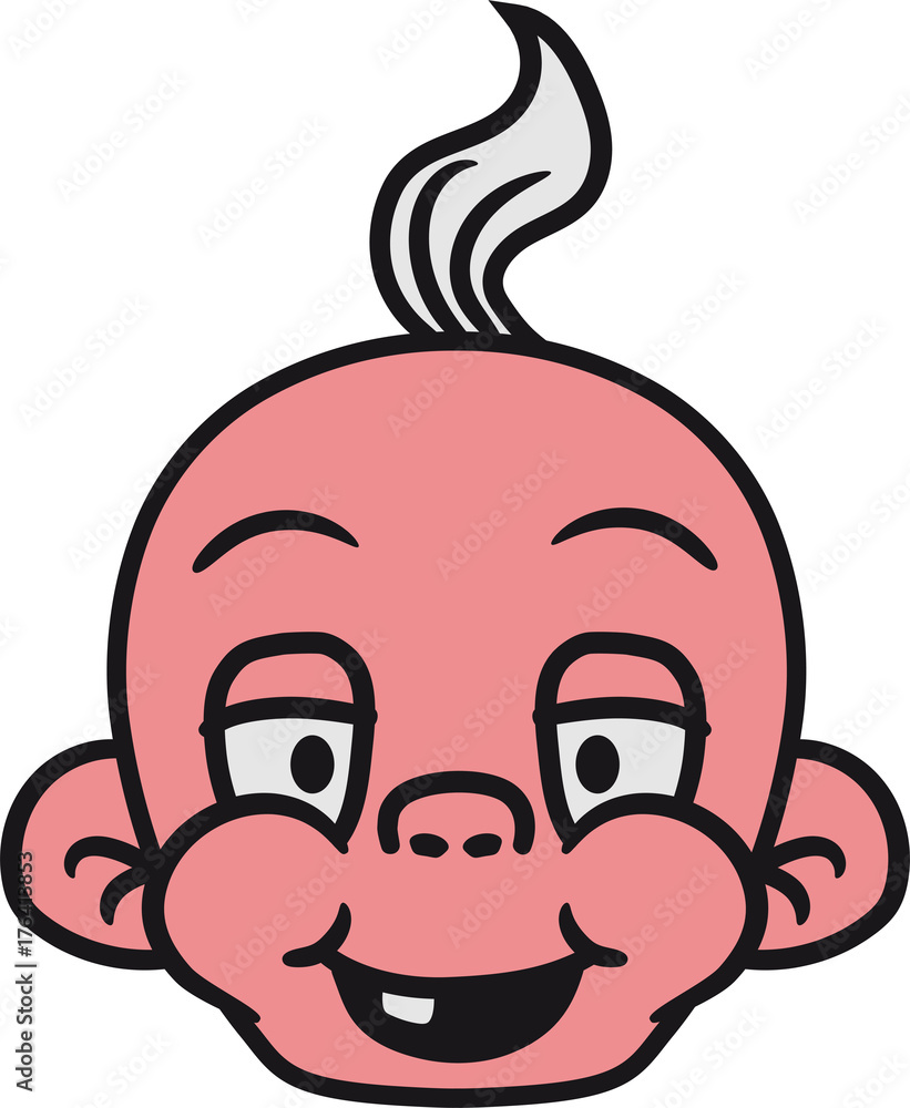 Fototapeta premium kopf gesicht lachen glücklich sitzend klein süß niedlich windel kind baby comic cartoon