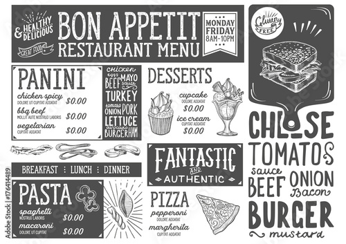 Food menu restaurant template.