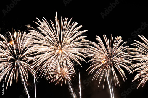 White fireworks display on dark sky background